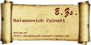 Balassovich Zsinett névjegykártya